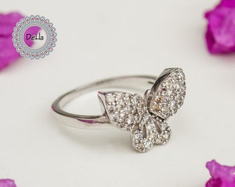 Kleiner Schmetterling 925 Sterling Silber Ring: Handgemachter Tier Schmuck