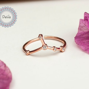 Handmade Cancer Zodiac Ring: Rose Gold Plated Sterling Silver