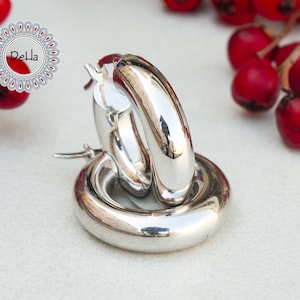 Thick Hoop Earrings, Chunky Hoops, Chunky Hoop Earrings, Everyday Hoops, Big Hoop Earrings, Statement Hoops, Sterling Silver Hoop, Silver