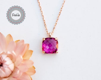 Colar de Turmalina Rosa: Cristal de Prata Esterlina Banhado a Ouro Rosa