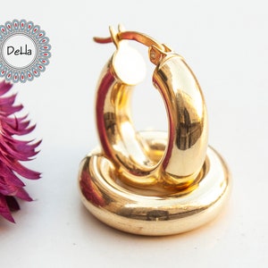 Thick Gold Hoop Earrings, Chunky Gold Hoops, Gold Hoop Earrings, Thick Hoop Earrings, Round Gold Hoops, Chunky Hoops, Gold Earrings, Hoop