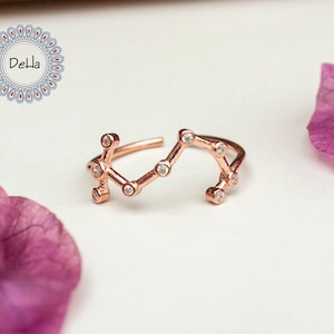 Handmade Rose Gold Plated Scorpio Constellation Ring: Sterling Silver Zodiac Jewelry