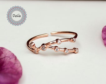 Handmade Taurus Zodiac Ring: Rose Gold Plated Sterling Silver Astrology Jewelry