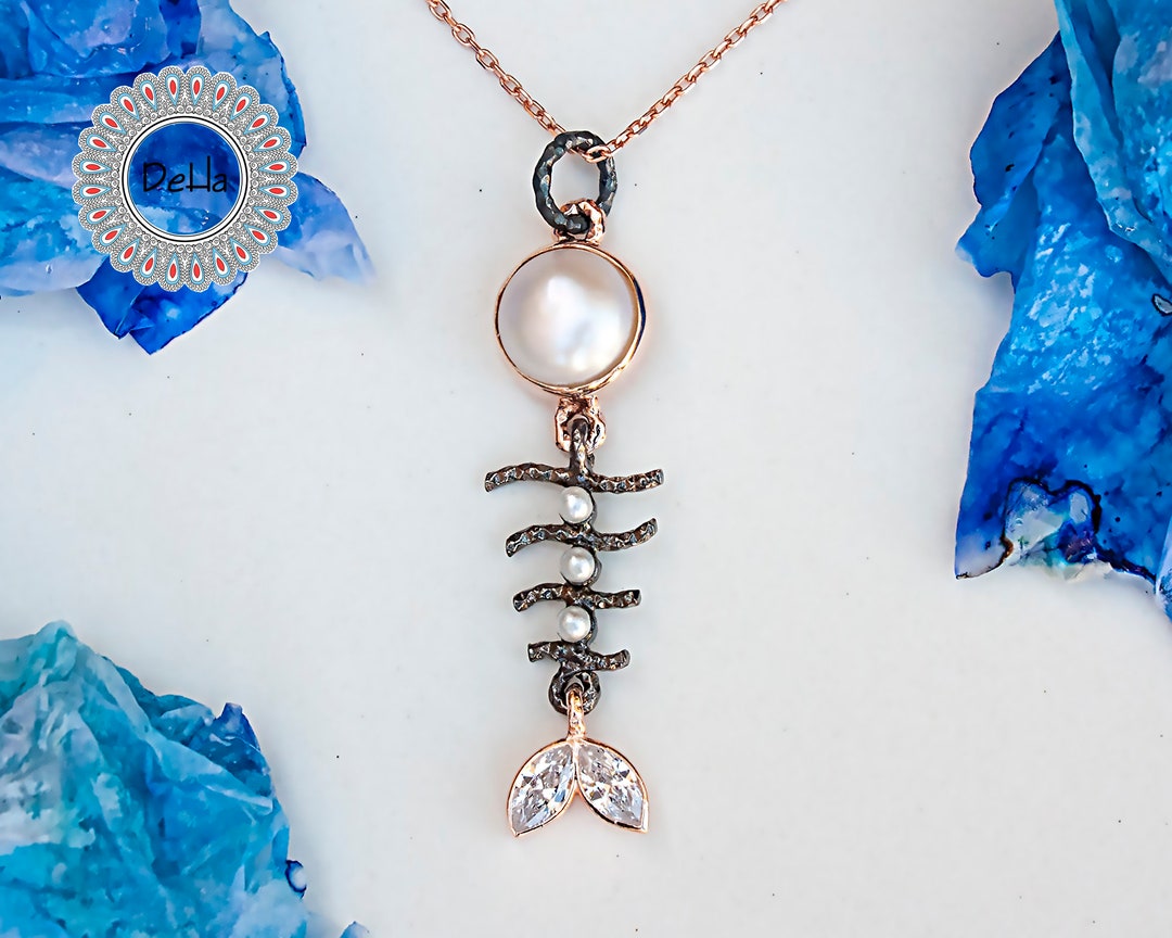 Unique Fish Bone Necklace, Fish Bone Jewelry, Silver Fish Necklace