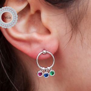 Mix Stone Earrings, Multi Stone Earrings, Multi Color Earrings, Multi Color Stone, Mix Color, CZ Stone, Earring Jewelry,Women Earring,Silver