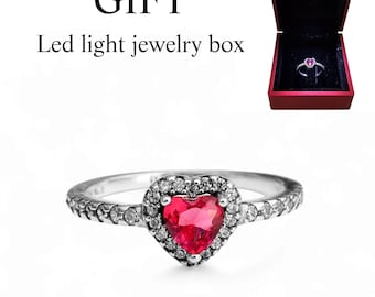 Sterling Silver Red Heart Ring: Timeless Love Jewelry Gift