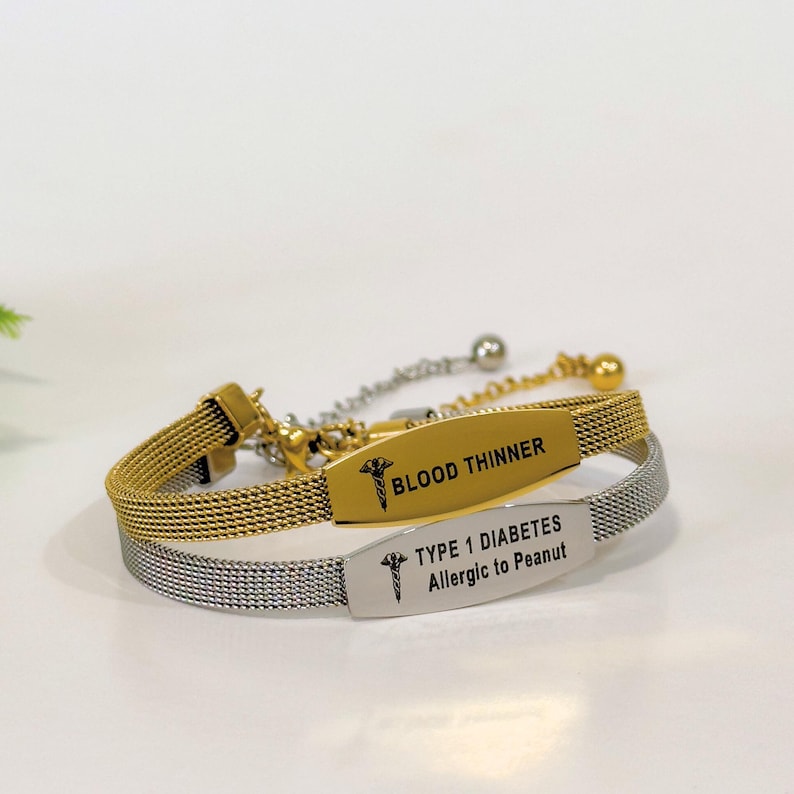 Custom Medical id bracelet waterproof, Diabetes emergency bracelet