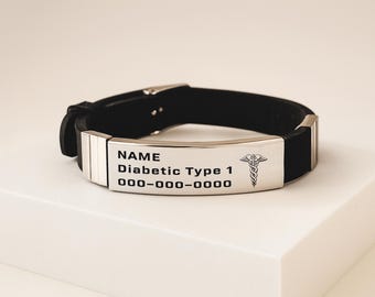 Custom Engraved Medical Alert ID Bracelet, Waterproof Sport Jewelry