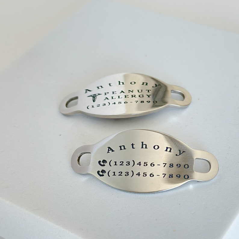 Medical Id Tag for Shoelace, Medical Alert Shoe Tags, Shoelace Tags Personalized, Runner Gift