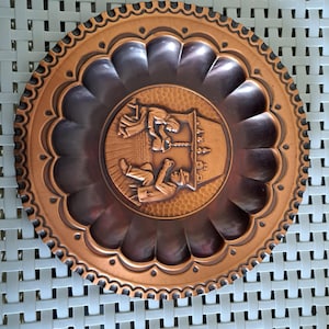 Vintage deco copper look plate