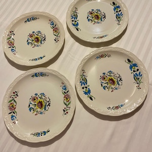 Set of 4 French Vintage Plates Digoin Sarreguemines