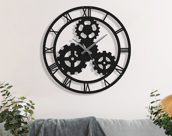 Metalen moderne wandklok, minimalistische grote wandklok, design wandklok, stille wandklok, kunst aan de muur, Wanduhr, Horloge Murale