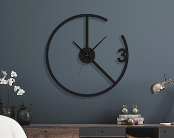 Modern Wall Clock, Oversized Wall Clock, Metal Wall Clock, Large Wall Clock, Minimalist Wall Clock, Silent Wall Clock, Gear Wheel Wall Clock