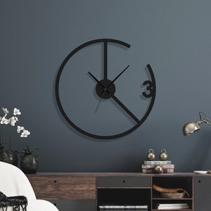 Modern Wall Clock, Oversized Wall Clock, Metal Wall Clock, Large Wall Clock, Minimalist Wall Clock, Silent Wall Clock, Gear Wheel Wall Clock