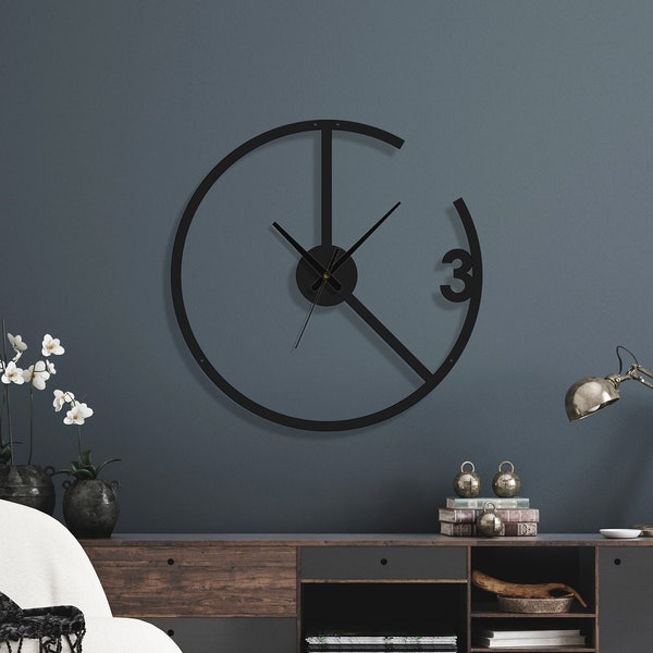 Moderne Wanduhr, Übergroße Wanduhr, Metallwanduhr, Große Wanduhr, Minimalistische Wanduhr, Stille Wanduhr, Zahnrad Wanduhr