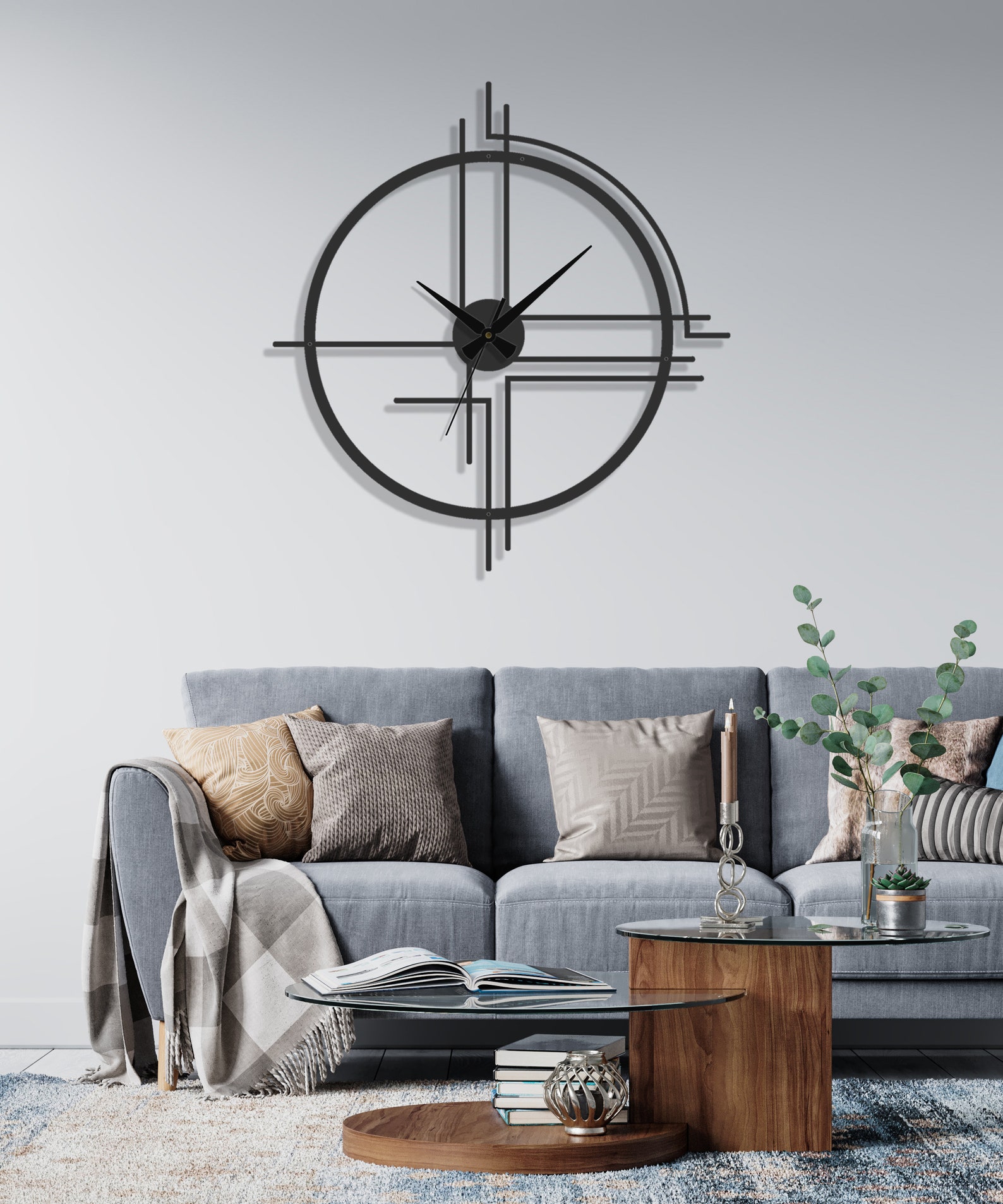 Minimalist Oversized Wall Clock Mesh Wall Clock Modern Large Etsy