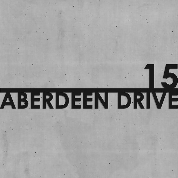 Adressschild, Hausnummerschild, Metall Adressschild, Metall Hausnummer, personalisiertes Adressschild, moderne Hausnummern