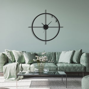 Grote wandklok, minimalistische wandklok, extra grote wandklok, moderne wandklok, metalen wandklok, Wanduhr, Horloge Murale, Home Decor afbeelding 2