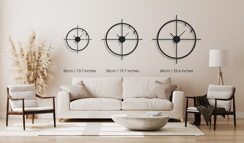 Grote wandklok, minimalistische wandklok, extra grote wandklok, moderne wandklok, metalen wandklok, Wanduhr, Horloge Murale, Home Decor afbeelding 5