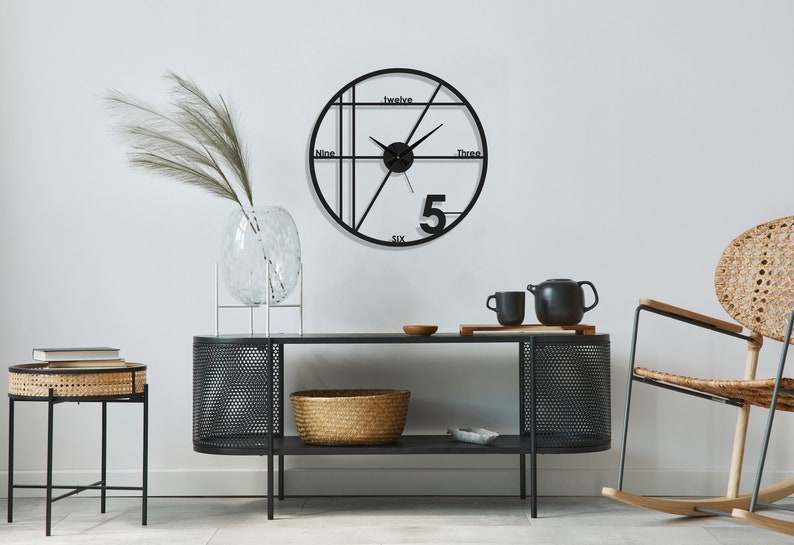 Minimalist Wall Clock, Large Wall Clock, Modern Wall Clock, Oversized Wall Clock, Unique Wall Clock, Silent Wall Clock, Housewarming Gift zdjęcie 1