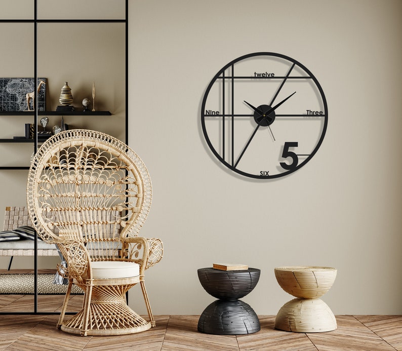 Minimalist Wall Clock, Large Wall Clock, Modern Wall Clock, Oversized Wall Clock, Unique Wall Clock, Silent Wall Clock, Housewarming Gift zdjęcie 2