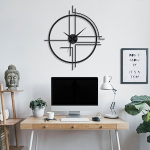 Minimalist Oversized Wall Clock, Mesh Wall Clock, Modern Large Wall Clock, Unique Wall Clock, Silent Wall Clock, Wanduhr, Horloge Murale zdjęcie 5