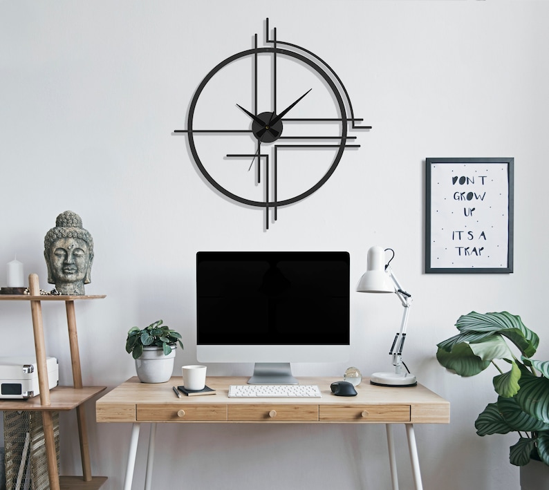 Minimalistische oversized wandklok, mesh wandklok, moderne grote wandklok, unieke wandklok, stille wandklok, Wanduhr, Horloge Murale afbeelding 5