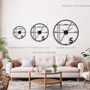 Minimalist Wall Clock, Large Wall Clock, Modern Wall Clock, Oversized Wall Clock, Unique Wall Clock, Silent Wall Clock, Housewarming Gift zdjęcie 7