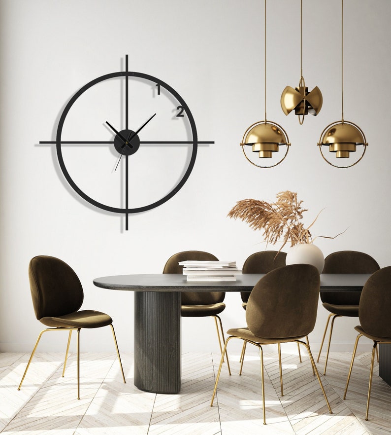 Grote wandklok, minimalistische wandklok, extra grote wandklok, moderne wandklok, metalen wandklok, Wanduhr, Horloge Murale, Home Decor afbeelding 1