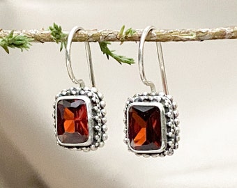 Garnet Earrings, January Birthday Gifts, 925 Sterling Silver, Gift for her, Personalize Jewellery, Gift For Mom, mothers day, Halloween Gift