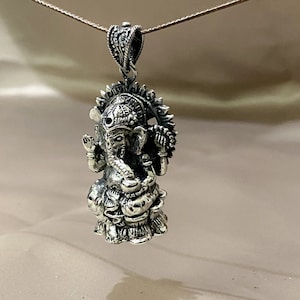 Ganesh Pendant, Halloween Decor, Handmade Ganesha Rudraksha Alpaka Pendant, Lucky Pendant, Handmade Jewelry, Silver Aloy, Gift
