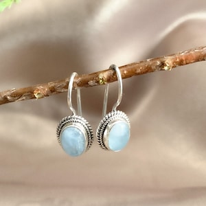Aquamarine Gemstone Earrings, Mothers Day Gift, 925 Sterling Silver, handmade jewelry, minimalist gift, Halloween Gift, Halloween Decor
