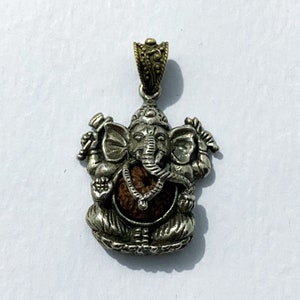 Ganesh Pendant, Ganesha necklace, Halloween gifts, Ganesha Rudraksha, Lucky Pendant, Handmade Jewelry, gifts for mom, mothers day, Halloween