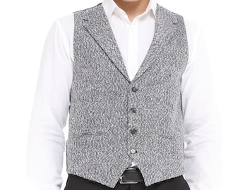Chaleco elegante gris claro para hombre / Corte a medida