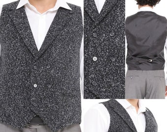 Black - Grey Wool Vest, Mens Wool Vest, Formal, Waist Coat for Men, Wedding Vest, Mens Vest, Groom Vest, Grooms Men Vest, Groomsmen Vest