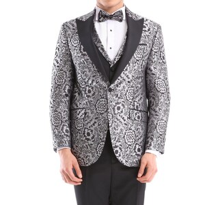 Get Grey Jacquard Dinner Suit | 4-Piece Wedding Outfit for Men