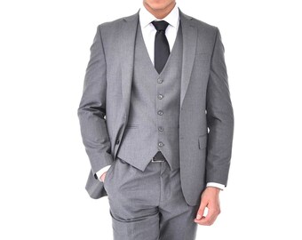 Grey Plain Three Piece Suit - Master Fitting - Cool Lining