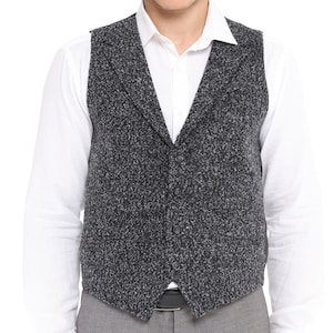 Black - Grey Wool Vest, Mens Wool Vest, Formal, Waist Coat for Men, Wedding Vest, Mens Vest, Groom Vest, Grooms Men Vest, Groomsmen Vest