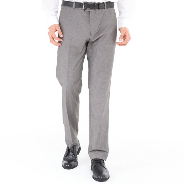 Men's Grey Trousers High Quality Viscose Fabric  - Grey Pants for Men - London Design by Ecca