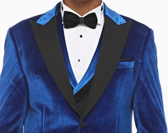 CROWN ROYAL - Blue Velvet Four Piece Dinner & Wedding Suit for Men