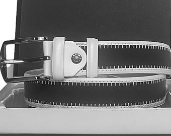Handmade Italian Leather Belt, 9-Fold Stitch