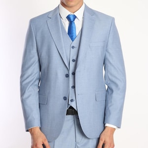 Men’s Master Fit Baby Blue Suit – Formal & Wedding Wear, 3-Piece Set
