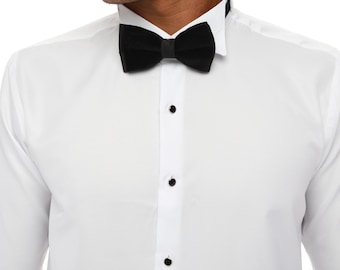 Men’s White Tuxedo Shirt – Wing Collar Formal Dress Shirt with French Cuffs