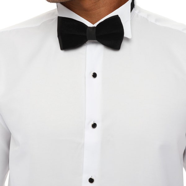 ICONIC TUXEDO Pure - White Plain Tuxedo Shirt With Studs for Men