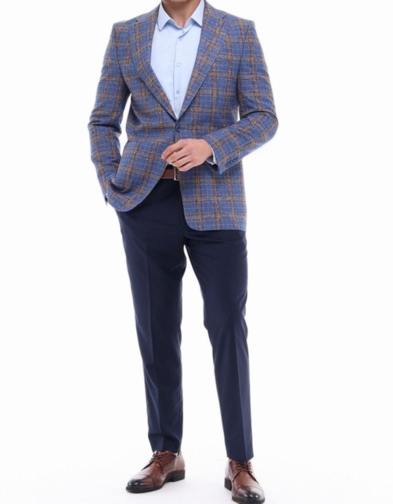 Blue check jacket mens hotsell