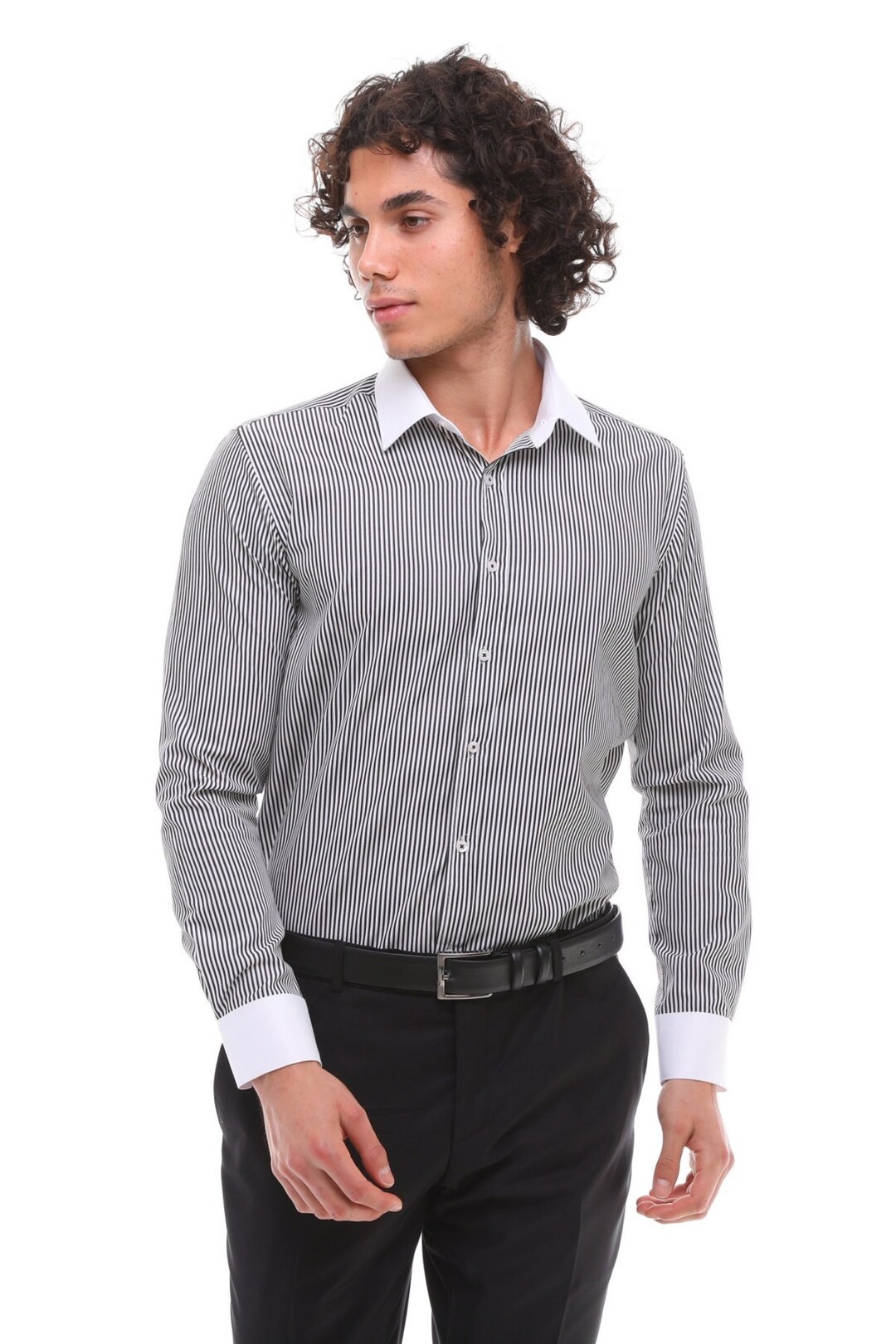 ICONIC BLACK STRIPE Black Stripe With White Collar Shirt for Men - Etsy
