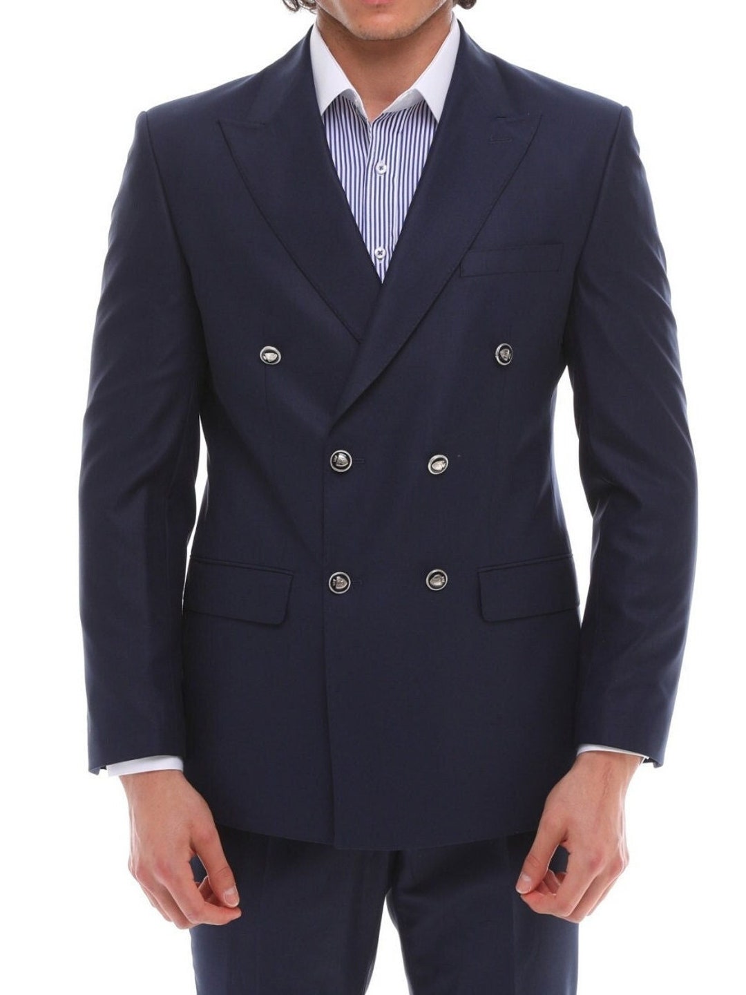 Navy Double Breasted Suit A Beautifully Master Fit Men Suit - Etsy