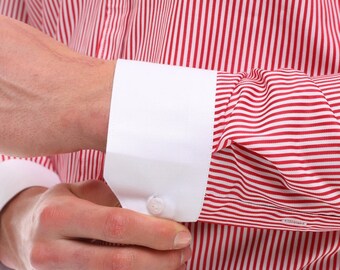strapless open back dress Hisdern Men's Black Red Dress Shirt with Contrast Collar for Casual