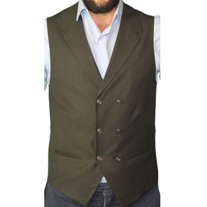 Mens Green Waistcoat Master Tailored Fit - Limited Edition by ECCA Londoner Designer