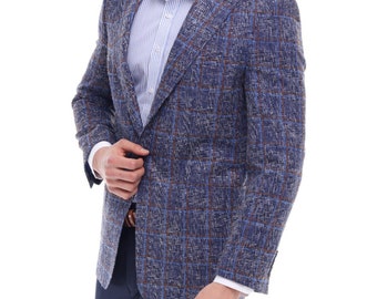 Vintage 70s JB Blue Orange Herringbone Tweed Sport Coat 44 - Etsy
